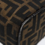 FENDI Zucca Canvas Vanity Hand Bag Brown Black Silver88313