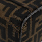 FENDI Zucca Canvas Vanity Hand Bag Brown Black Silver88313