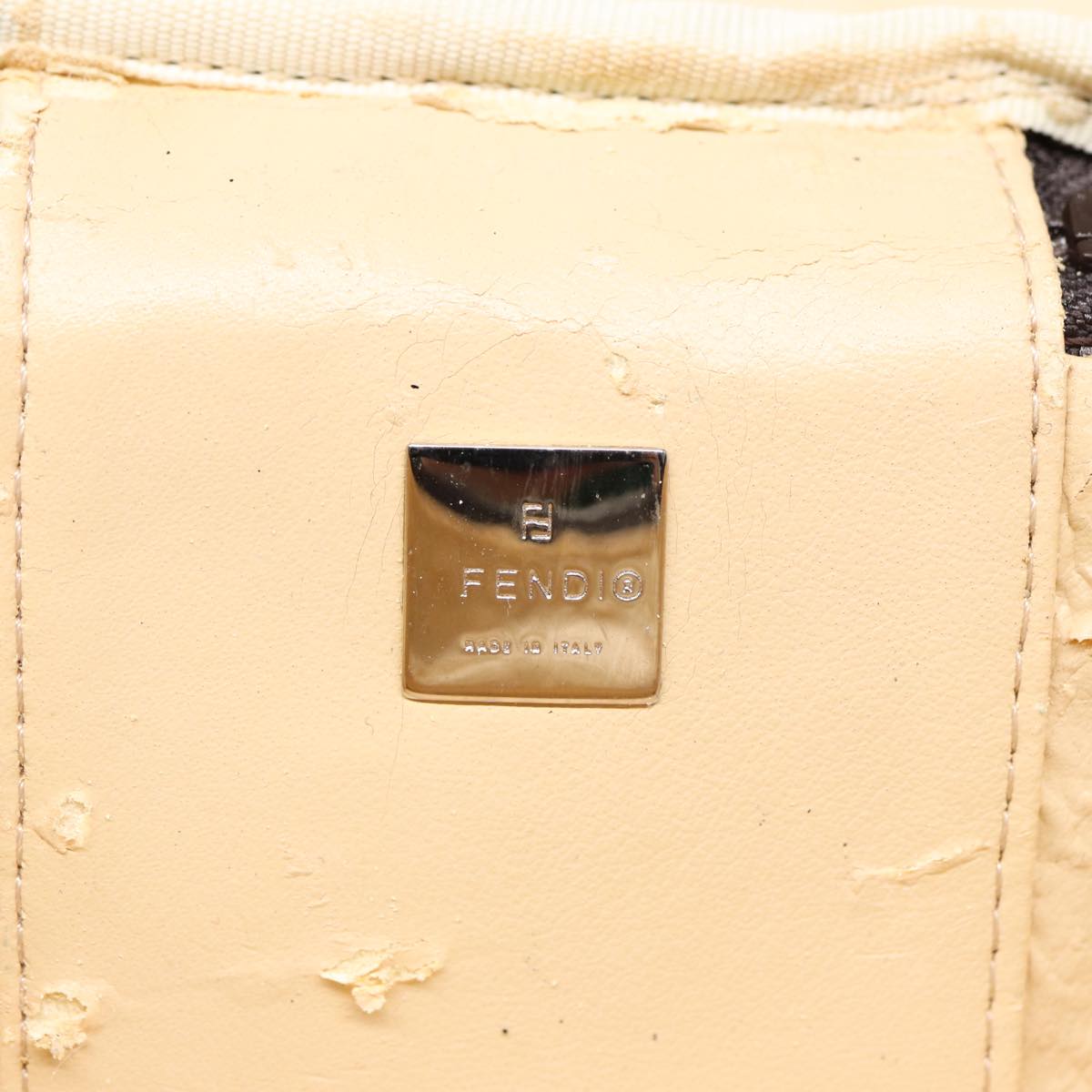 FENDI Zucca Canvas Vanity Hand Bag Brown Black Silver88313