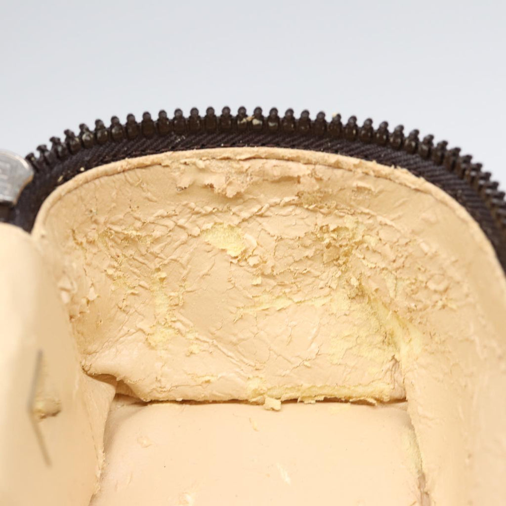 FENDI Zucca Canvas Vanity Hand Bag Brown Black Silver88313