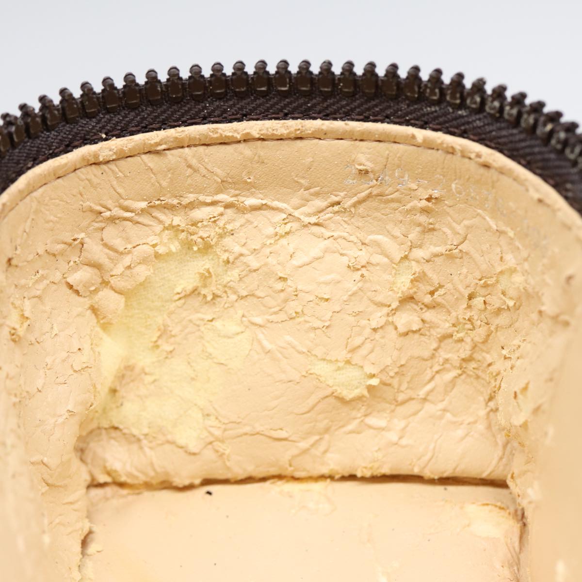 FENDI Zucca Canvas Vanity Hand Bag Brown Black Silver88313