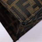 FENDI Zucca Canvas Mamma Baguette Shoulder Bag Brown Black Silver88343