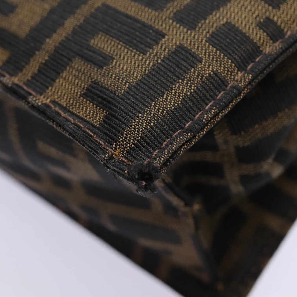 FENDI Zucca Canvas Mamma Baguette Shoulder Bag Brown Black Silver88343