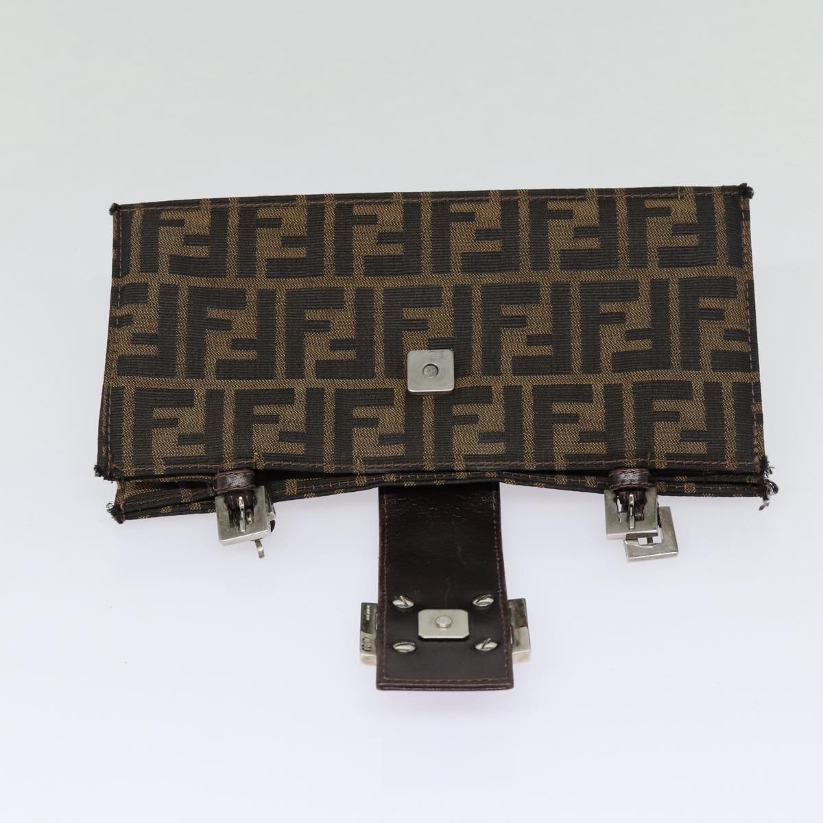 FENDI Zucca Canvas Mamma Baguette Shoulder Bag Brown Black Silver88343