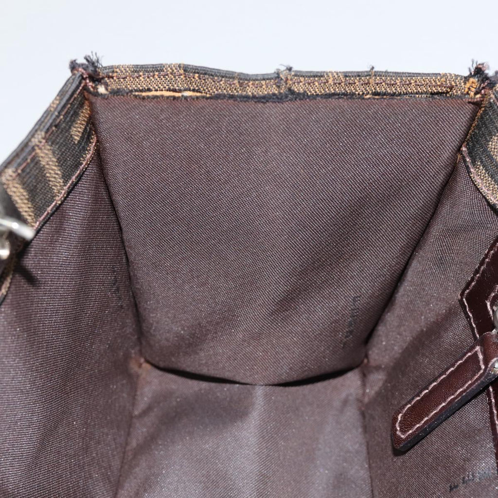 FENDI Zucca Canvas Mamma Baguette Shoulder Bag Brown Black Silver88343