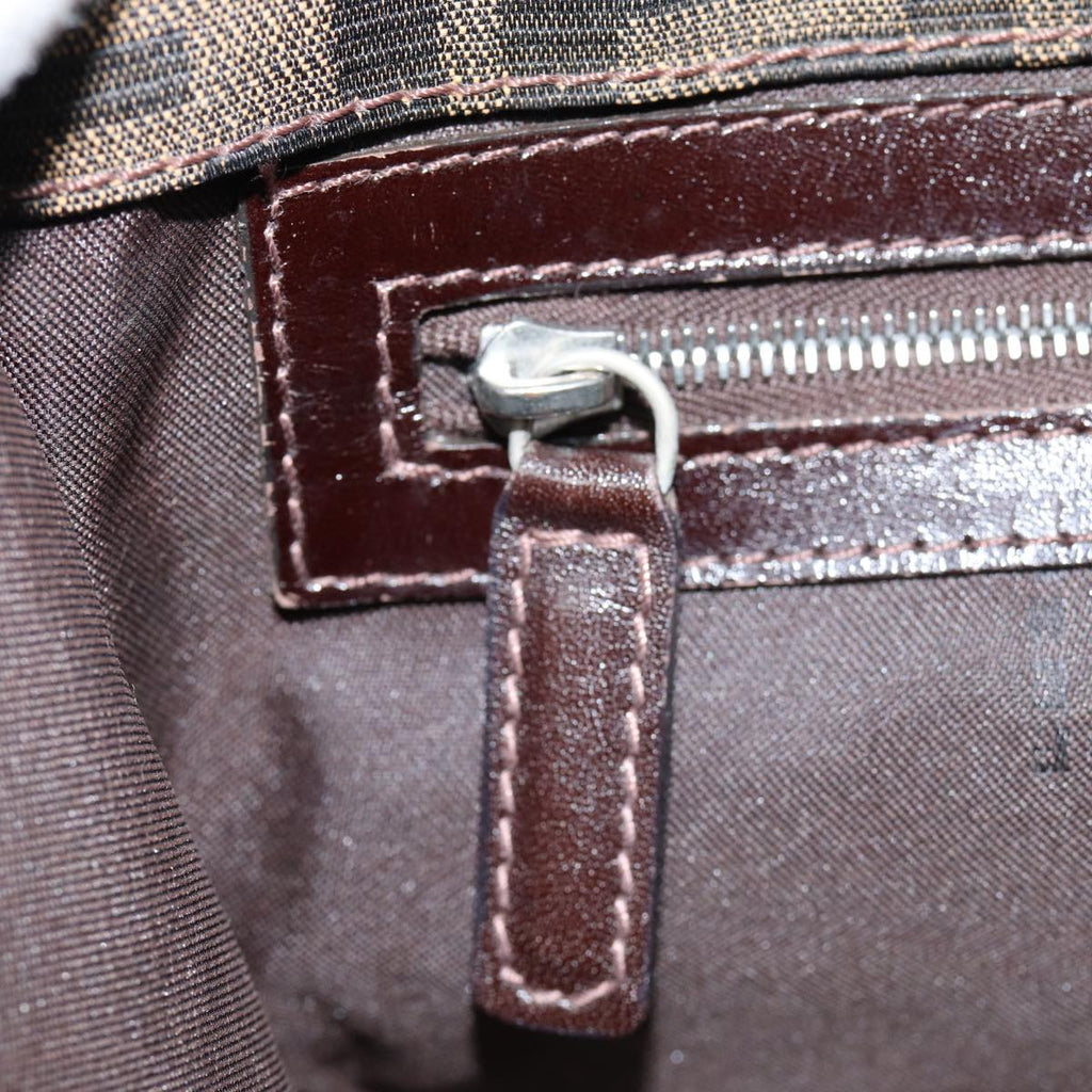 FENDI Zucca Canvas Mamma Baguette Shoulder Bag Brown Black Silver88343