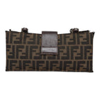 FENDI Zucca Canvas Mamma Baguette Shoulder Bag Brown Black Silver88343
