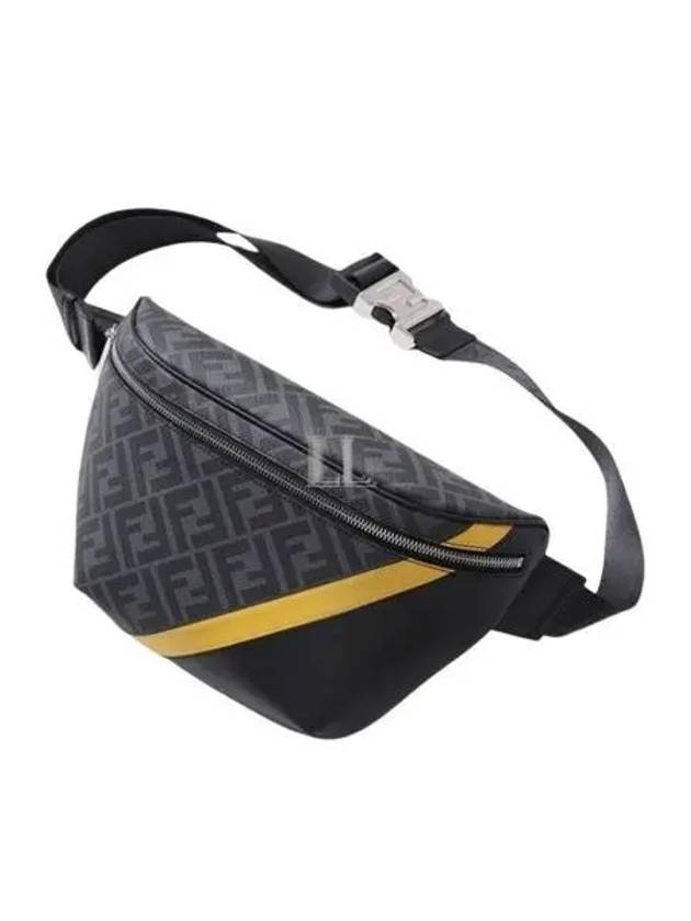 Fendi Diagonal FF Motif Leather Belt Bag Grey