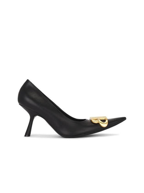 Balenciaga Women's Logo Plaque Pointed toe Heels BLACK
