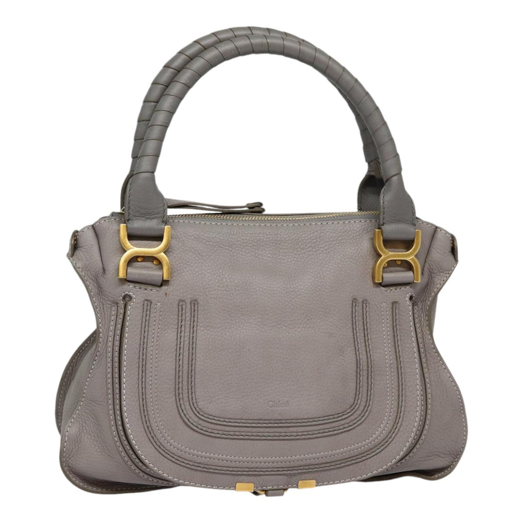Chloe Mercy Shoulder Bag Leather Gray Gold 88407