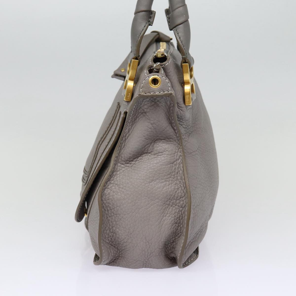 Chloe Mercy Shoulder Bag Leather Gray Gold 88407
