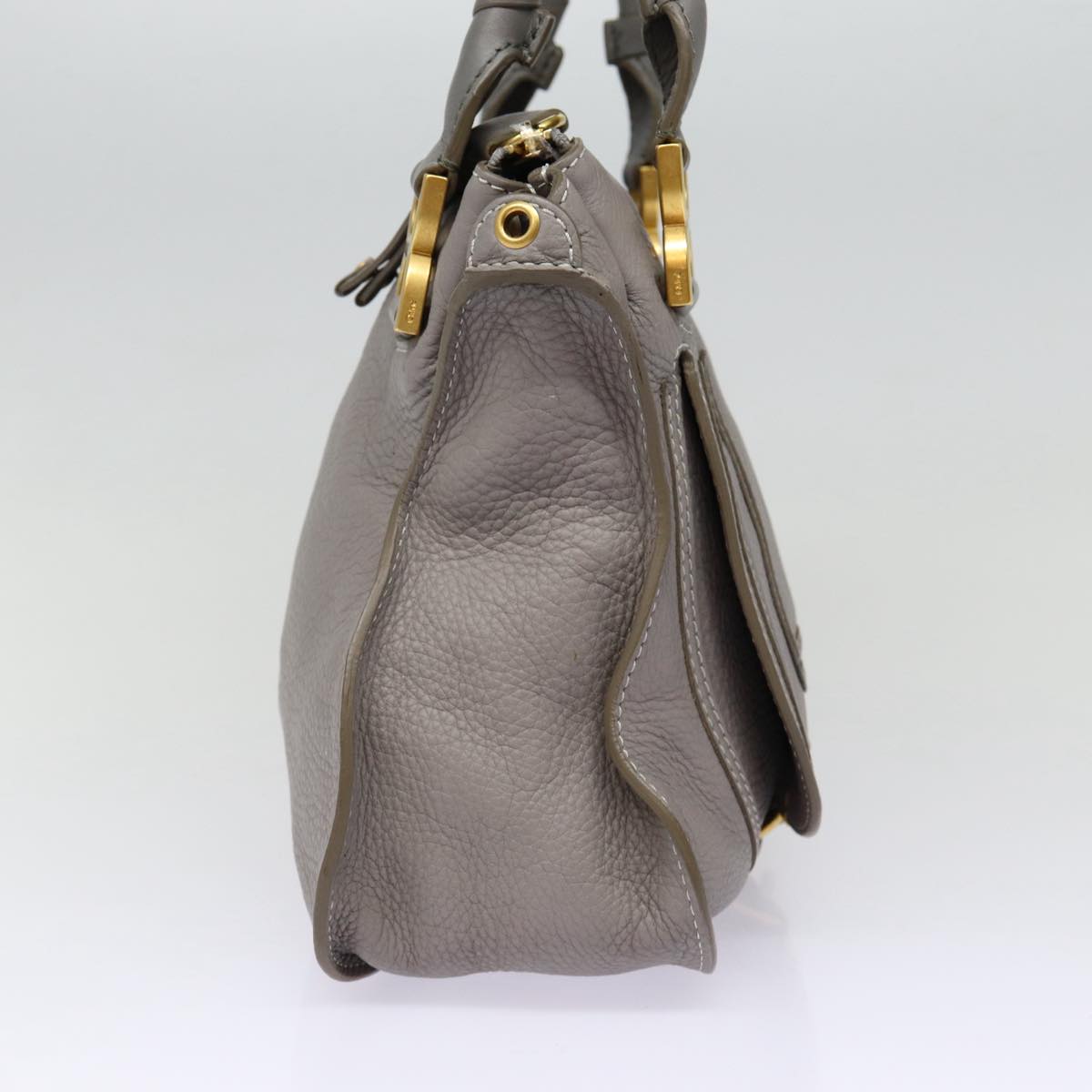 Chloe Mercy Shoulder Bag Leather Gray Gold 88407