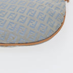 FENDI Zucchino Canvas Shoulder Bag Light Blue Silver88411