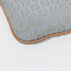 FENDI Zucchino Canvas Shoulder Bag Light Blue Silver88411