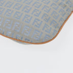 FENDI Zucchino Canvas Shoulder Bag Light Blue Silver88411
