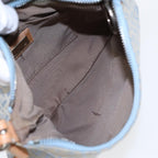 FENDI Zucchino Canvas Shoulder Bag Light Blue Silver88411