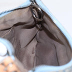 FENDI Zucchino Canvas Shoulder Bag Light Blue Silver88411