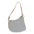 FENDI Zucchino Canvas Shoulder Bag Light Blue Silver88411
