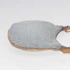 FENDI Zucchino Canvas Shoulder Bag Light Blue Silver88411