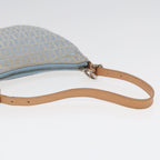 FENDI Zucchino Canvas Shoulder Bag Light Blue Silver88411