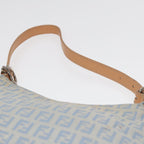 FENDI Zucchino Canvas Shoulder Bag Light Blue Silver88411