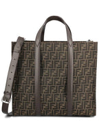 Fendi FF Jacquard Fabric Shopper Tote Bag Brown