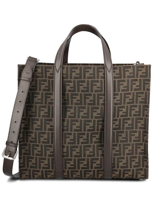 Fendi FF Jacquard Fabric Shopper Tote Bag Brown