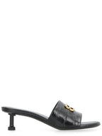 Balenciaga Crocodile Print Leather Groupie Sandal Heels Black