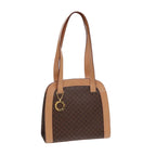 CELINE Macadam Canvas Shoulder Bag PVC Leather Brown Auth 88427