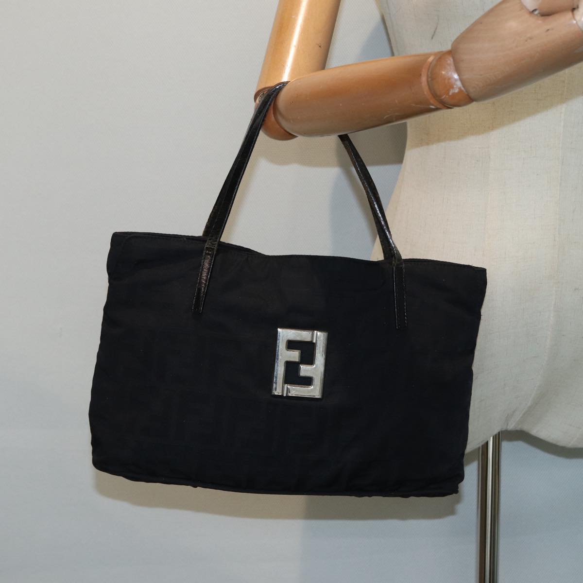 FENDI Zucca Canvas Tote Bag Silver Black88546