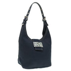 FENDI Mamma Baguette Shoulder Bag Canvas Navy Silver88583