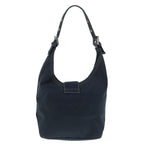 FENDI Mamma Baguette Shoulder Bag Canvas Navy Silver88583