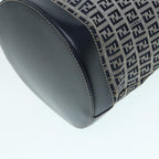 FENDI Zucchino Canvas Shoulder Bag Navy Silver88663