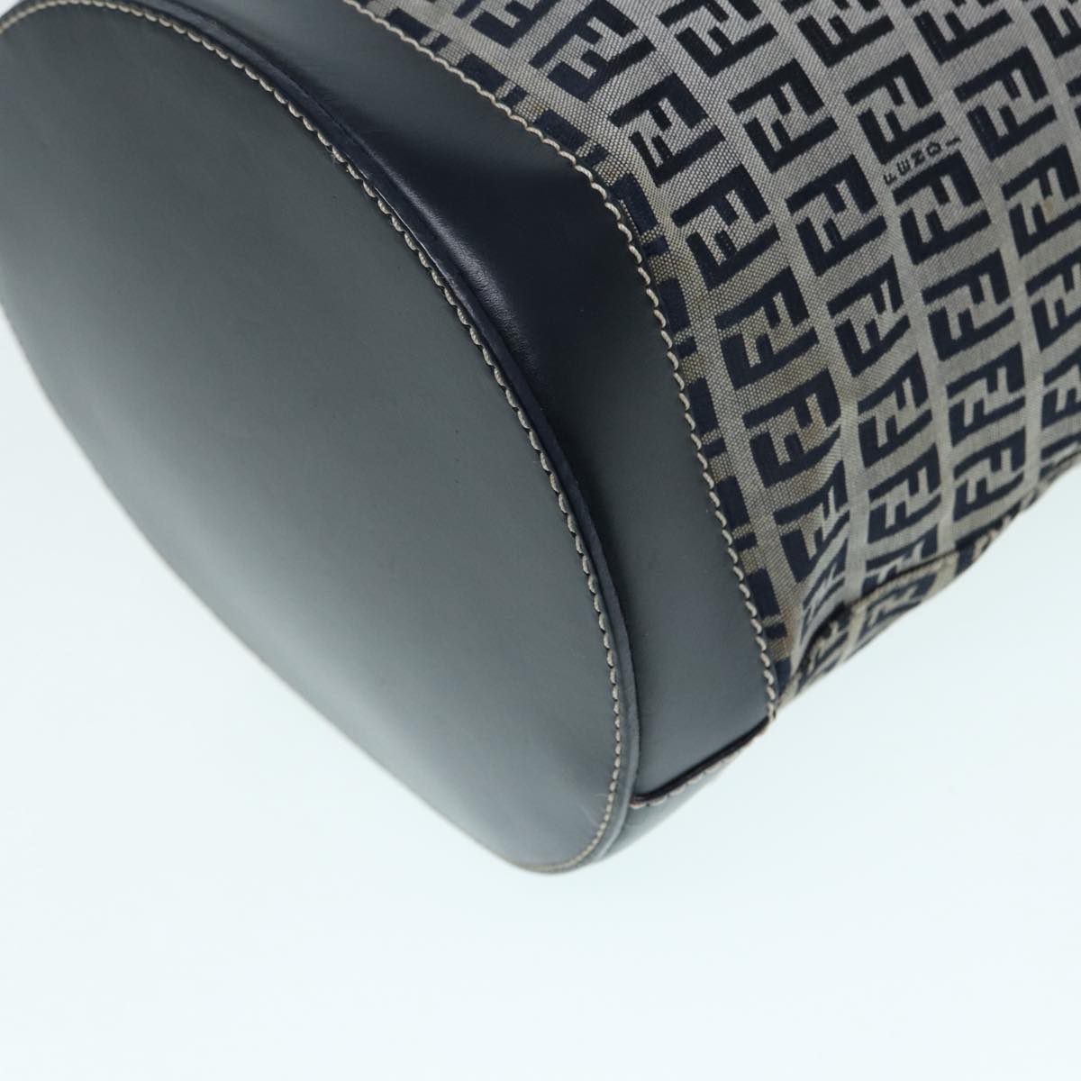 FENDI Zucchino Canvas Shoulder Bag Navy Silver88663