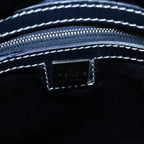 FENDI Zucchino Canvas Shoulder Bag Navy Silver88663