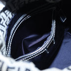 FENDI Zucchino Canvas Shoulder Bag Navy Silver88663