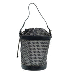 FENDI Zucchino Canvas Shoulder Bag Navy Silver88663