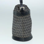 FENDI Zucchino Canvas Shoulder Bag Navy Silver88663