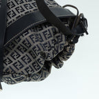 FENDI Zucchino Canvas Shoulder Bag Navy Silver88663