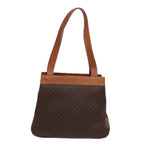 CELINE Macadam Canvas Shoulder Bag PVC Leather Brown Gold Auth 88714