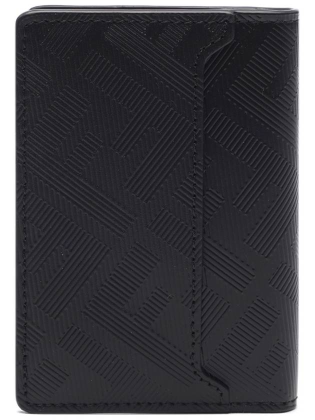 Fendi Men's Shadow Diagonal Leather Card Wallet Black