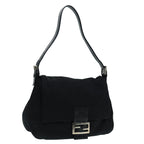 FENDI Mamma Baguette Shoulder Bag Nylon Black Silver88735