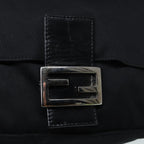 FENDI Mamma Baguette Shoulder Bag Nylon Black Silver88735