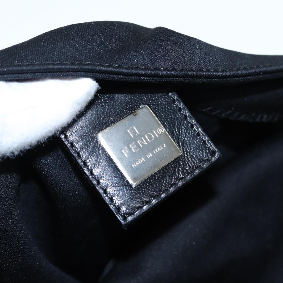 FENDI Mamma Baguette Shoulder Bag Nylon Black Silver88735