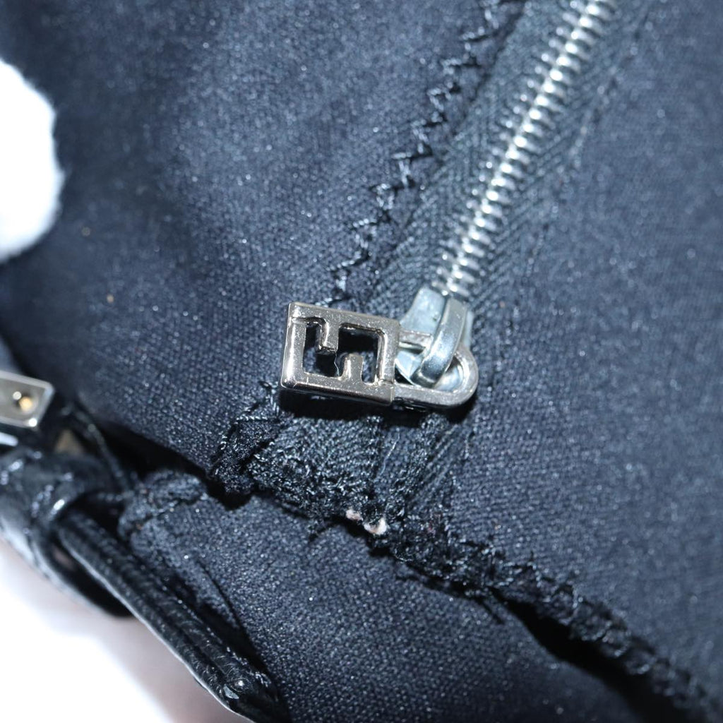 FENDI Mamma Baguette Shoulder Bag Nylon Black Silver88735