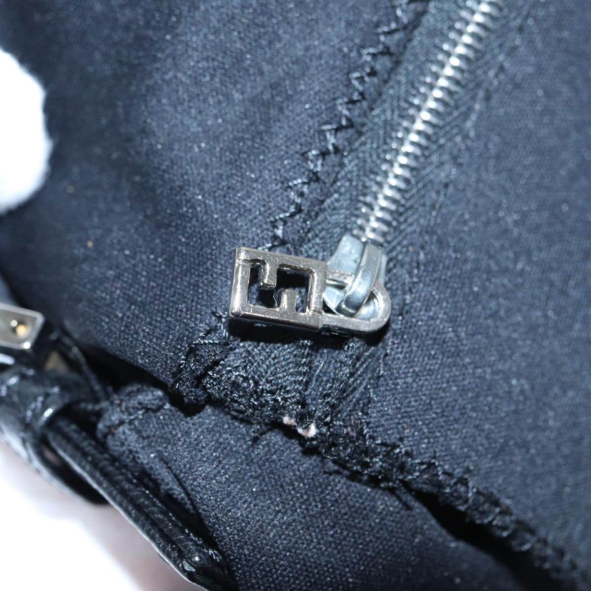 FENDI Mamma Baguette Shoulder Bag Nylon Black Silver88735