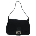 FENDI Mamma Baguette Shoulder Bag Nylon Black Silver88735
