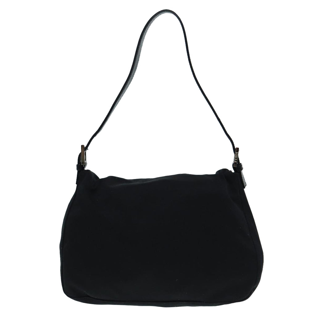 FENDI Mamma Baguette Shoulder Bag Nylon Black Silver88735