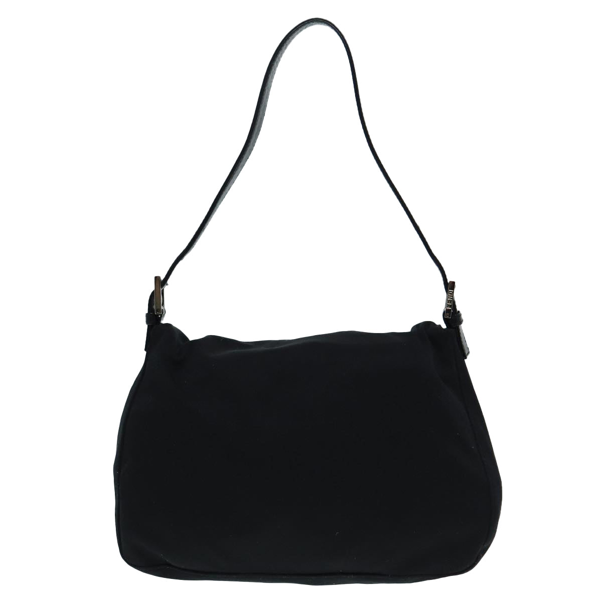 FENDI Mamma Baguette Shoulder Bag Nylon Black Silver88735