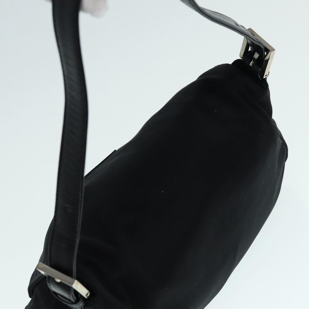 FENDI Mamma Baguette Shoulder Bag Nylon Black Silver88735